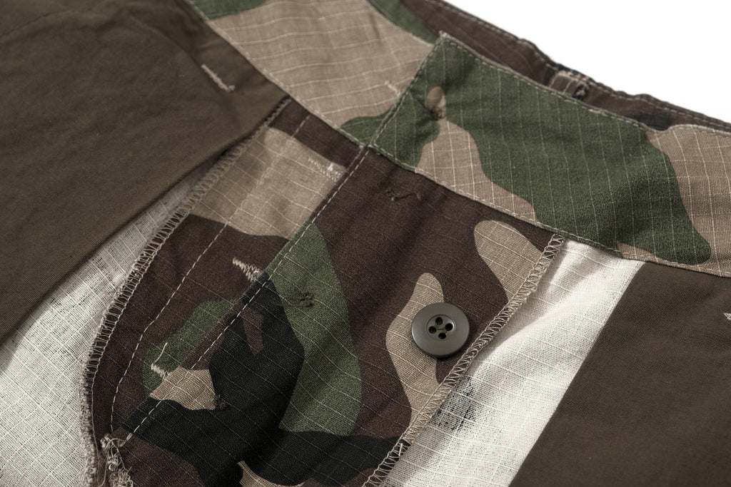 Pocket Camouflage Cargo Shorts Mens Raw edge Summer Safari Style Loose Wide leg Elastic Waist short pants Men