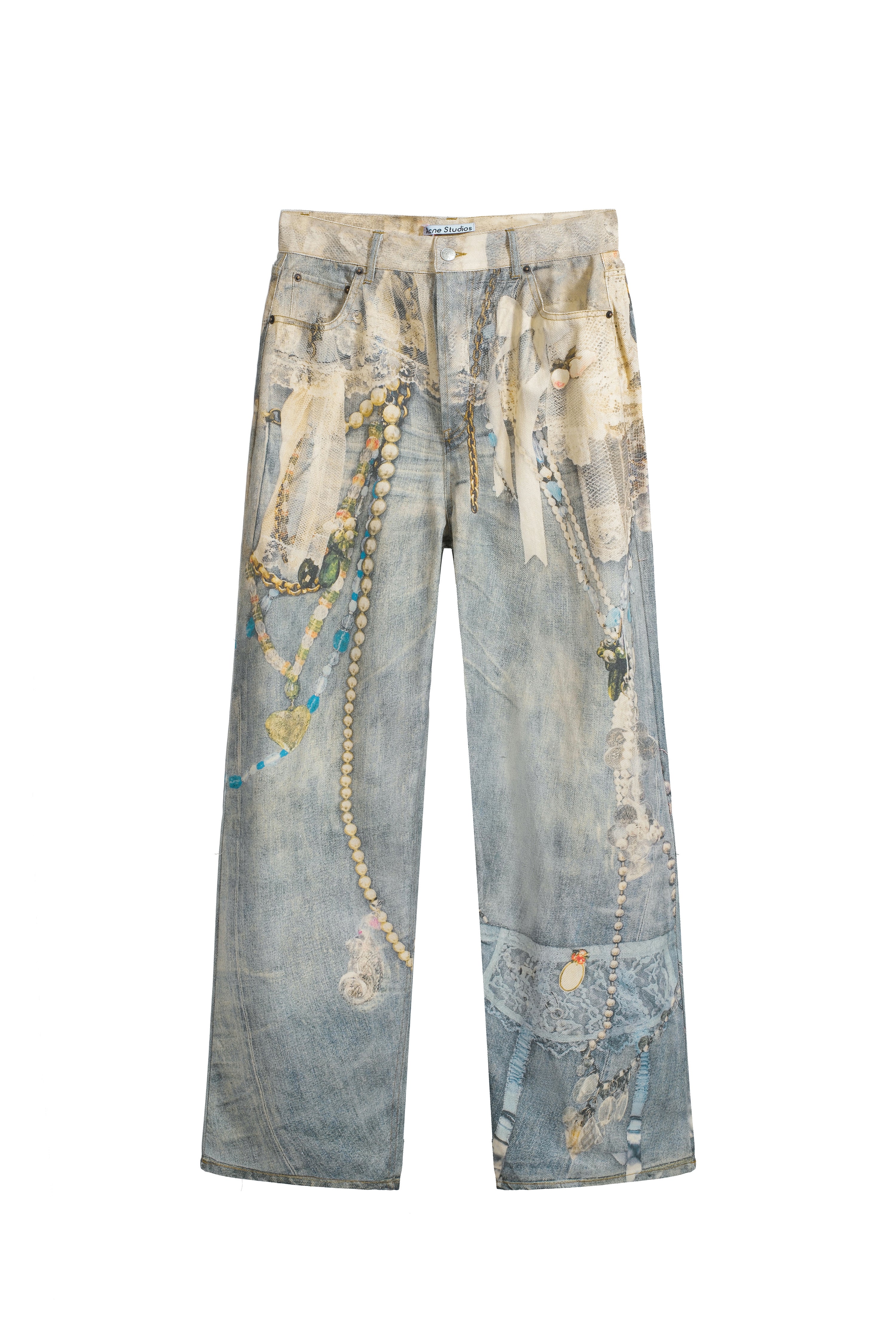 ACNE SS25 Lace and Pearls Trompe L'oeil Jeans P250